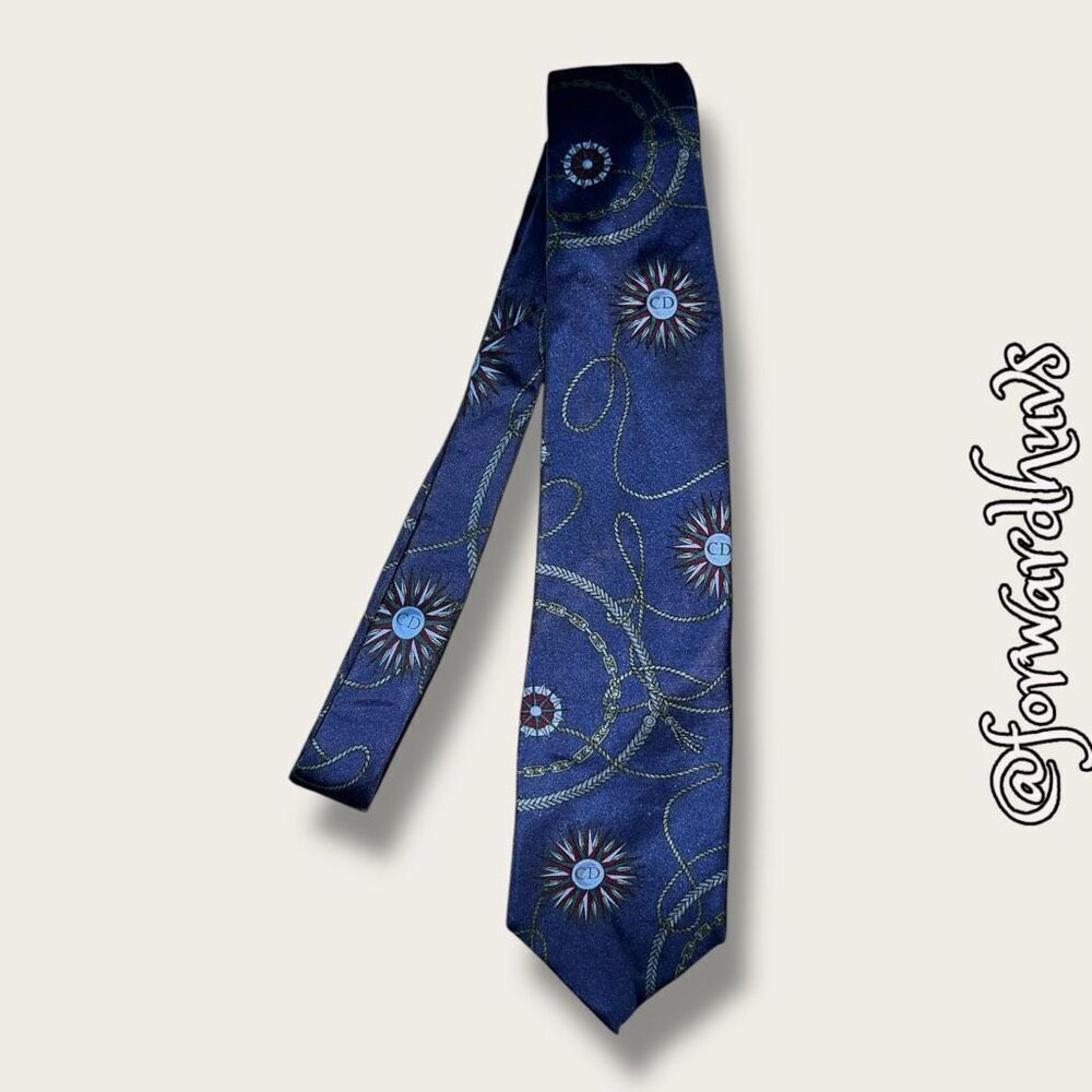 Vintage Christian Dior Monsieur Necktie with CD Logo and Pattern